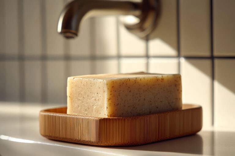 bathing soap on a dish